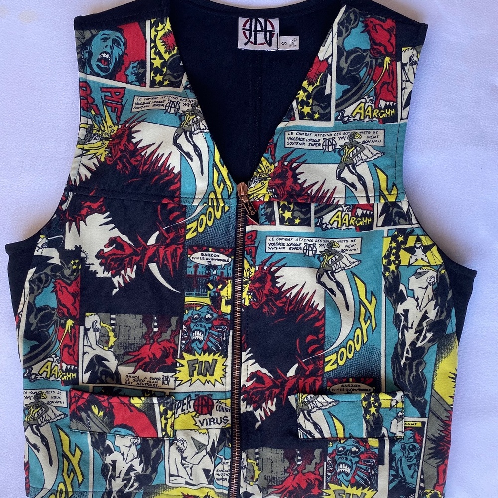 Vintage Jean Paul Gaultier Comic Print Vest RARE - Picture 1 of 9